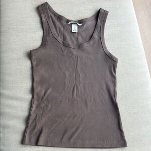 H&M Sleeveless Ribbed Top - Brown/Taupe